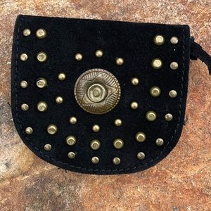 NWOT Free People Suede Studded Clip-on Wallet
